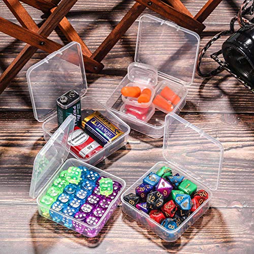 SATINIOR 12 Pack Clear Plastic Beads Storage Containers Box with Hinged Lid for Beads and More (2.9 x 2.9 x 1 Inch) - size: 2.9 x 2.9 x 1 Inch