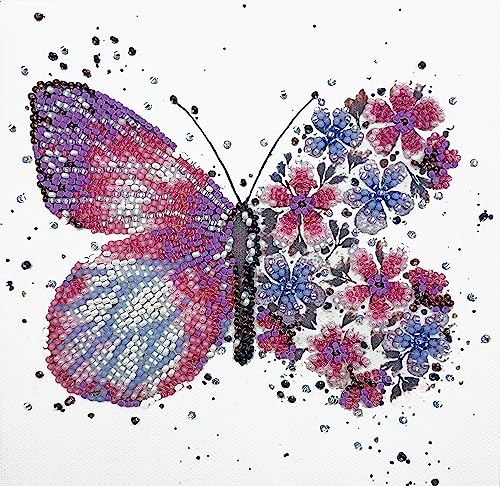 Abris Art Bead Embroidery Kit Pink Wings. DIY Beadwork Craft Kit for Beginners. Hand Made Beading kit from, Ukraine. Stylish Needlework Set, Needlepoint Pattern Colorful Butterfly Decor Wall Art