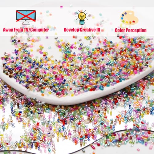 EuTengHao 16800pcs Tube Beads Kit Glass Bugle Seed Beads Small Craft Beads for DIY Crafting Jewelry Making Supplies (3mm, 350 Per Color, 48 Colors)