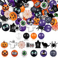 Tradder 200 Pieces Halloween Wood Beads Purple Orange Pumpkin Spider Black Cat Beads Craft for Halloween Home Decoration Jewelry Making DIY - style: Halloween