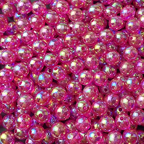 300 Pcs 8mm Acrylic Round Beads AB Colors Round Spacer Beads for Earring Bracelet Necklace Key Chains Jewelry DIY Craft Making(Rose Red AB) - color: Rose Red AB, size: 8mm