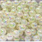 Mixed Lots Shiny AB Color Acrylic Crackle Bead DIY Beading Hairband Bracelets Necklace Craft Embelishment (White-Crackle#AB Color) - color: White-Crackle#AB Color