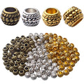 150pcs Spacer Beads Large Hole Tibetan Alloy Rondelle Bead Spacers Column Tube Loose Charms for DIY Jewelry Bracelet Necklace Making Accessory