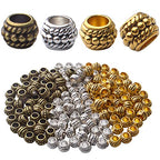 150pcs Spacer Beads Large Hole Tibetan Alloy Rondelle Bead Spacers Column Tube Loose Charms for DIY Jewelry Bracelet Necklace Making Accessory