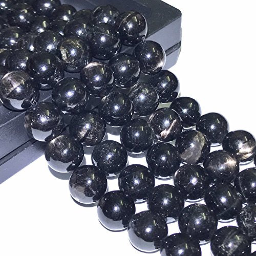 ABCGEMS Midnight Aura Hypersthene Beads from Canada (Stunning Metallic Sheen & Mirror-Like Finish) Beading & Crafting Supplies - Jewelry Making - Smooth Round 10mm - color: Midnight Aura Hypersthene (From Canada)
