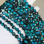 MJDCB Best Sellers Natural Stone Beads Faceted Polygon Sky Blue Tiger Eye Crystal Energy Stone Healing Power for Jewelry Making(8mm) - color: Sky Blue Tiger Eye