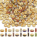 1 Box 300Pcs 10 Colors Gold Rondelle Spacer Beads Bulk Rhinestone Bead Spacers 6mm Grade A Brass Rhinestones Crystal Round Metal Charms Beads for Jewelry Making Bracelets Earrings DIY Crafts - style: Style 2