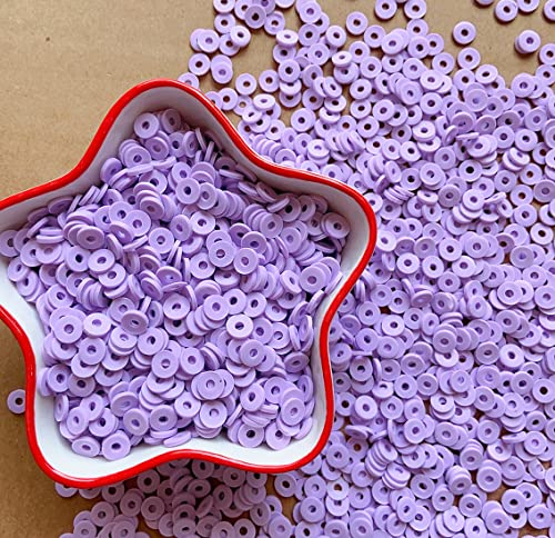 3000Pcs Flat Round Polymer Beads Vinyl Heishi Beads for Jewelry Making Women Necklace Bracelet Earrings(07-Purple) - color: 07-Purple