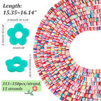 PH PandaHall 4600pcs Flower Heishi Bead 6mm Vinyl Disc Beads Flat Floral Polymer Clay Beads for Hawaiian Earring Choker Anklet Bracelet Necklace Jewelry Making Summer Surfer, Random Color
