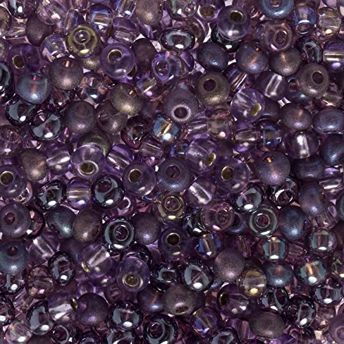 John Bead Czech Glass Seed Beads 6/0 Amethyst Mix Beads for Jewelry Making Crafts, 23g Vial - color: Amethyst Mix