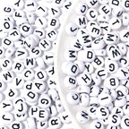 500 Pcs Black on White Alphabet Beads Round Acrylic Letter Beads 10mm White Letter Bead Alphabet A-Z Bead forJewelry Making DIY Friendship Bracelet Necklace Earrings - color: black-white
