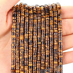 BONNY BOXX 150PCs Natural Classic Tiger Eye Spacer Beads, Loose Semi Precious Flat Round Gemstone Heishi Disc Stone Beads for Beading Jewelry Making 4mm*2mm - color: Classic Tiger Eye, size: 4MM*2MM