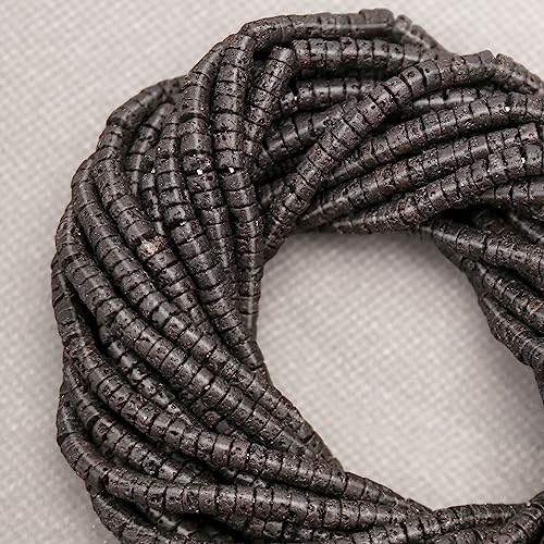 BONNY BOXX 150PCs Natural Lava Stone Spacer Beads, Loose Semi Precious Flat Round Gemstone Heishi Disc Stone Beads for Beading Jewelry Making 4mm*2mm - color: Lava Stone, size: 4MM*2MM