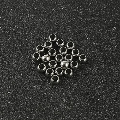 60 Pcs 304 Stainless Steel Smooth Round Spacer Beads 3.5mm Hole,Seamless Loose Beads for DIY Bracelet Jewelry Making Findings 6mm - color: steel, size: 6*3.5mm