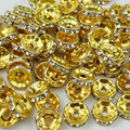 80pcs 10mm Rondelle Spacer Beads Gold Plated Crystal Rhinestone Spacer Loose Beads for Jewelry Making DIY Bracelets Necklace Earring Craft(Gold White) - color: Gold White, size: 10mm