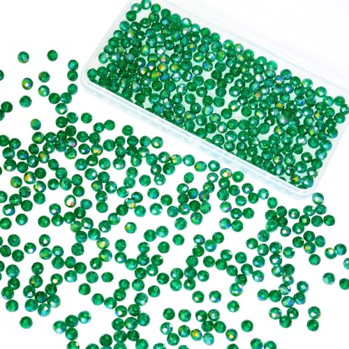 500Pcs 6mm Crystal Glass Beads for Jewelry Making Beads for Bracelets Necklace Pendants Making Supplies(Malachite Green) - color: Malachite green, size: 6mm 500pcs