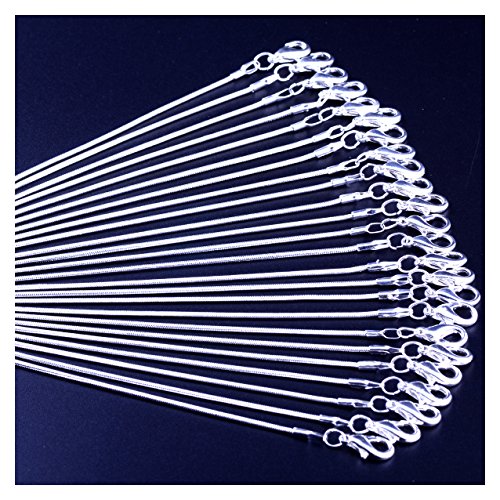 Snake Chain Necklace White Brightening 24pcs 925 Silver Plated 1.2mm DIY Shining Link with Lobster Clasps for Jewelry Making (24inch, Shining White Brightening) - size: 24inch