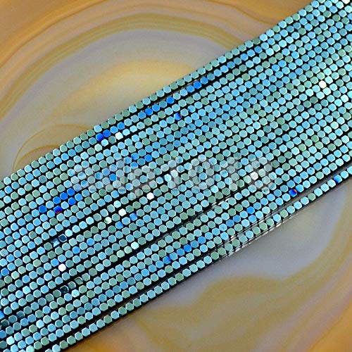 AD Beads Natural Hematite Gemstone Faceted Square Cube Loose Beads 16" 2x2mm 4x4mm (4x4mm, Metallic Green) - color: Metallic Green, size: 4x4mm