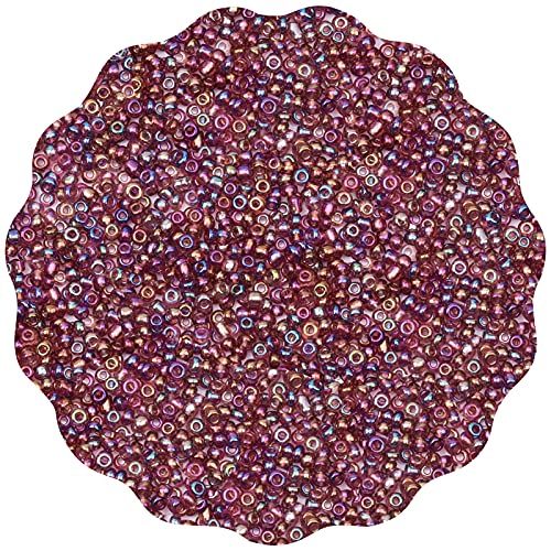 Size 4 mm 6/0 Glass Seed Beads, 2100 Pcs Small Mini Spacer Loose Pony Beads for Jewelry Making and DIY Crafts (Iris Amethyst Bronze) - color: Iris Amethyst Bronze, size: Large