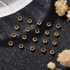 Beebeecraft 300Pcs 2mm 14K Gold Filled Brass Crimp Beads Positioning Spacer Beads Metal Rondelle Loose Beads with Storage Box for DIY Necklace Bracelets Anklets Making - size: 2mm