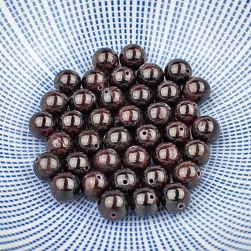 MJDCB Natural Stone Beads Garnet Round Loose Beads for Jewelry Making DIY Bracelet Necklace (10mm) - color: Garnet, size: 10mm