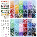Rujiaoa Bracelet Making Kit for Adults – 8mm Crackle Glass Beads Set, 1200PCS DIY Beads for Jewelry Making & Gifts