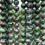 ABCGEMS Tanzania Darkest Ruby in Zoisite Beads - AAA (Occasional Red Ruby Inclusions & Intense Green Zoisite) Healing Energy DIY Jewelry Making Smooth Round 10mm - color: Ruby Zoisite (From Tanzania)