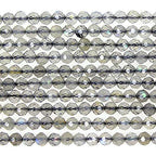 MJDCB 3mm Faceted Natural Gray Moonstone Round Loose Beads for Jewelry Making DIY Bracelet Necklace - color: Gray Moonstone