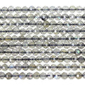 MJDCB 3mm Faceted Natural Gray Moonstone Round Loose Beads for Jewelry Making DIY Bracelet Necklace - color: Gray Moonstone