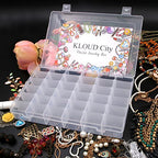 Clear Plastic Jewelry Box Organizer Storage Container with Adjustable Dividers (36 Grids)