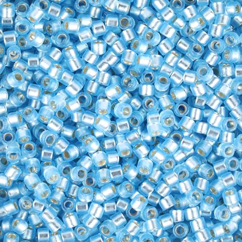 Miyuki Delica Seed Beads – Size 11/0 (1.6 mm), DB0692, Semi Matte Silver Lined Sky Dyed Blue, 7.2 g, Approx. 1440 Beads, Made in Japan - color: DB0692 - Semi Matte Silver Lined Sky Dyed Blue