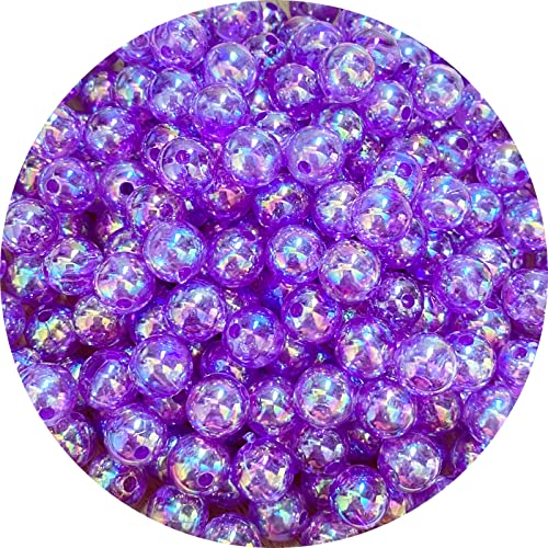 400pcs 8mm Bubble Beads Acrylic Round Ab Beads Colorful Plastic Loose Spacer Beads for DIY Craft Making Necklace Bracelet Earring Ornament（Purple AB） - color: Purple AB, size: 8mm