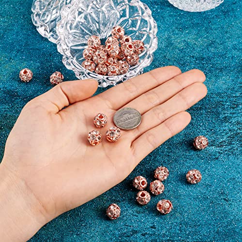 Craftdady 30Pcs 12mm Crystal Rhinestone Rondelle Spacer Beads Rose Gold Disco Ball Loose Beads for Jewelry Making Hole:3mm - color: Rose Gold-12x10mm