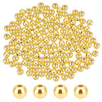 PH PandaHall 150pcs 6mm 18K Gold Plated Beads Long-Lasting Round Smooth Spacer Beads Seamless Brass Loose Ball Bead for Summer Hawaii Stackable Necklace Bracelet Earring Making - size: 6mm