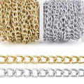 32.8 Feet Aluminum Curb Chains Gold Silver Twisted Links Cross Cable Chains with Spool Craftdady for Bracelet Necklace Earring Jewelry Making-2 Rolls, 10x6.5mm - color: Gold, Silver, 10x6.5mm