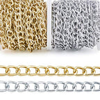 32.8 Feet Aluminum Curb Chains Gold Silver Twisted Links Cross Cable Chains with Spool Craftdady for Bracelet Necklace Earring Jewelry Making-2 Rolls, 10x6.5mm - color: Gold, Silver, 10x6.5mm