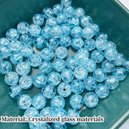 100pcs Crackle Glass Beads 8mm Round Crystal Glass Spacer Crafts Beads for Jewelry Making Necklace Bracelet Earrings DIY Crafts(Sky Blue) - color: Sky Blue, size: 8mm