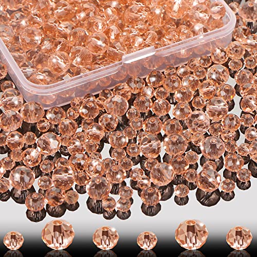 560 Pcs Faceted Rondelle Crystal Beads, Spacer Beads for DIY Crafts, 4/6/8mm (Rose Pink) - color: Rose Pink
