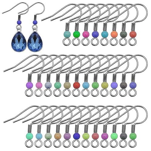 400pcs Hypo Allergenic French Ear Wires Hypoallergenic Earring Hooks French Wire Hooks Colorful Fish Hook Earrings Hypoallergenic Ear Wires for DIY Earring Jewelry Making Supplies(Random Color) - color: Random Color;400PCS