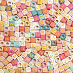 900pcs Square Colorful and Gold Letter Beads Acrylic 6x6mm Cube Beads for Bracelets Necklaces and Jewelry Making Alphabet Bead - color: Colorful-Gold