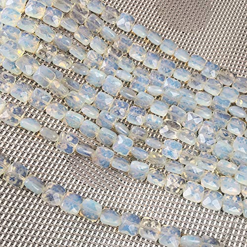 Natural Stone Beads Square Faceted Beading Opal Gemstone Loose Beads for Jewelry Making 2 Strands 7.9 inches - color: opal