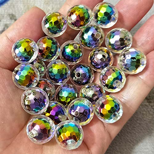 Mixed Lots Shiny AB Color Acrylic Faceted Bead DIY Beading Hairband Bracelets Necklace Craft Embelishment (Gradient) - color: Gradient