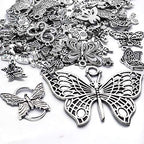 Jdesun 100g Craft Supplies Antique Silver Mixed Butterfly Charms Fly Insect Pendant Charms for DIY Necklace Bracelet Crafting,30-60pcs - style: Silver Butterfly Charms