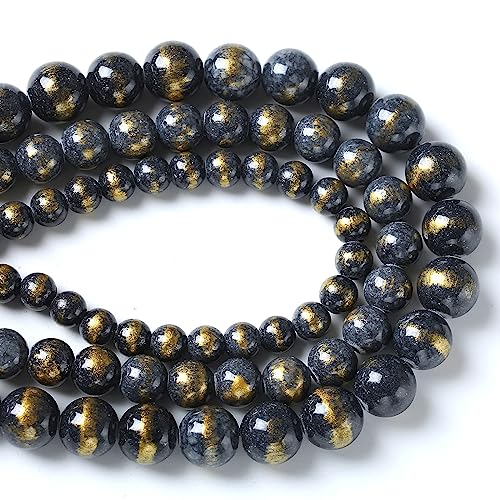 45pcs 8mm Natural Blue Black Lapis Lazuli Jade Beads for Jewelry Making Round Loose Beads DIY Bracelets Necklaces Energy Healing Stone Beads 15"(8mm, Blue Black Lapis Lazuli Jade) - color: Blue Black Lapis Lazuli Jade, size: 8mm