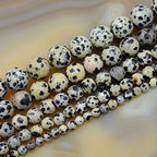 AD Beads Natural Gemstones Faceted Round Spacer Loose Beads 15.5'' 4mm to 10mm (6mm, Faceted Dalmation) - color: Faceted Dalmation, size: 6mm