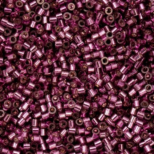 John Bead 25g Cylin Beads Raspberry Silver Lined 11/0 Glass Cylindrical Seed Beads for Jewelry Bracelets Necklaces Earrings Making Embroidery - color: Raspberry Silver Lined