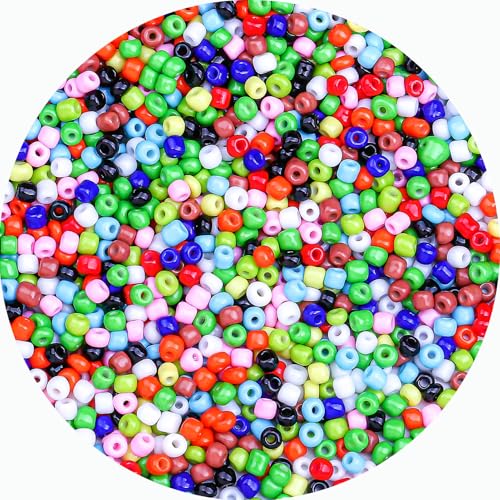 2mm Glass Seed Beads Bulk, Multicolored 12/0 Tiny Round Seed Bead, Small Mini Pony Craft Beads for Bracelet Necklace Wrist Jewelry Making Beading Weaving DIY Crafts Supplies - color: Multicolored