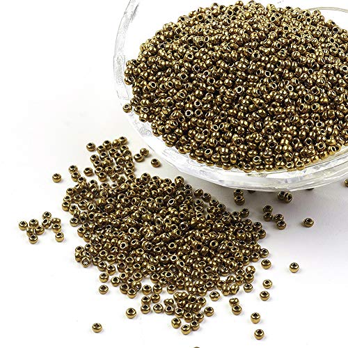 Craftdady 12/0 Metallic Round Glass Seed Beads 2mm Copper Plated Tiny Loose Ball Pony Spacer Beads About 5000Pcs for Jewelry Making Hole: 0.5mm - color: Metallic Copper Plated, 2mm