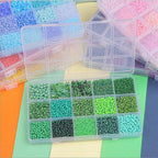 Mix 15 Color Glass Seed Tube Beads Glass Bugle Beads Loose Kit for Jewelry Making DIY Craft Beading (Mix 15 Color, Green) - color: Green