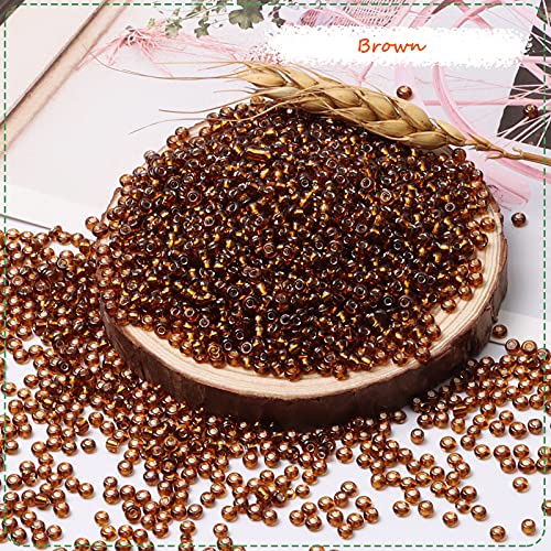 5000pcs Glass Seed Beads Bulk,3mm 8/0 Craft Seed Beads Small Pony Beads for DIY Craft Projects Bracelets Necklace Jewelry Making - Brown Waist Beads Spacer Beads with Tweezers - color: Brown, size: 3mm